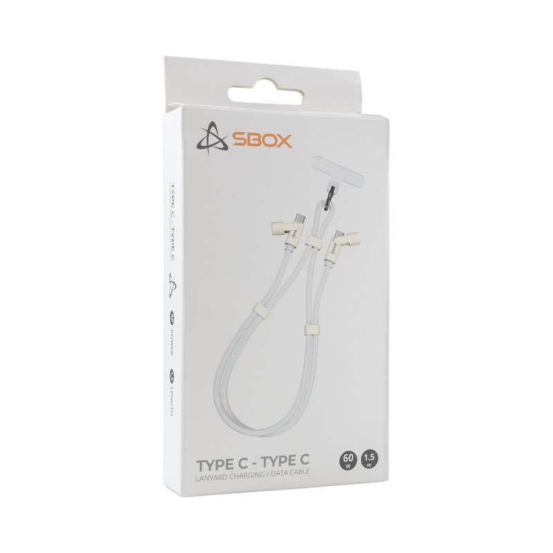 SBOX Lanyard White USB-C do USB-C Kabel 1,5m Biały