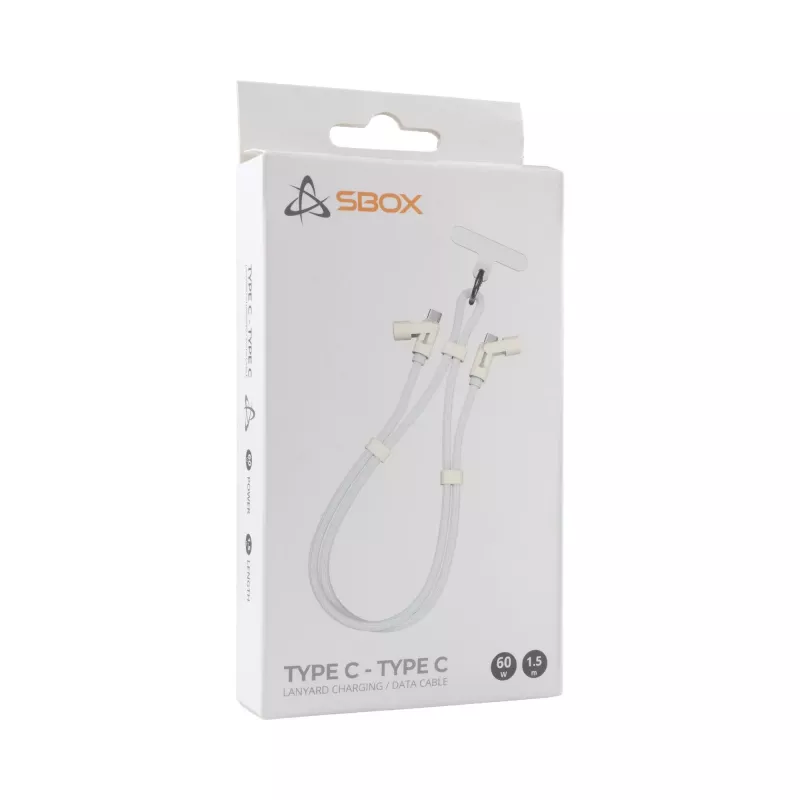 SBOX Lanyard White USB-C do USB-C Kabel 1,5m Biały