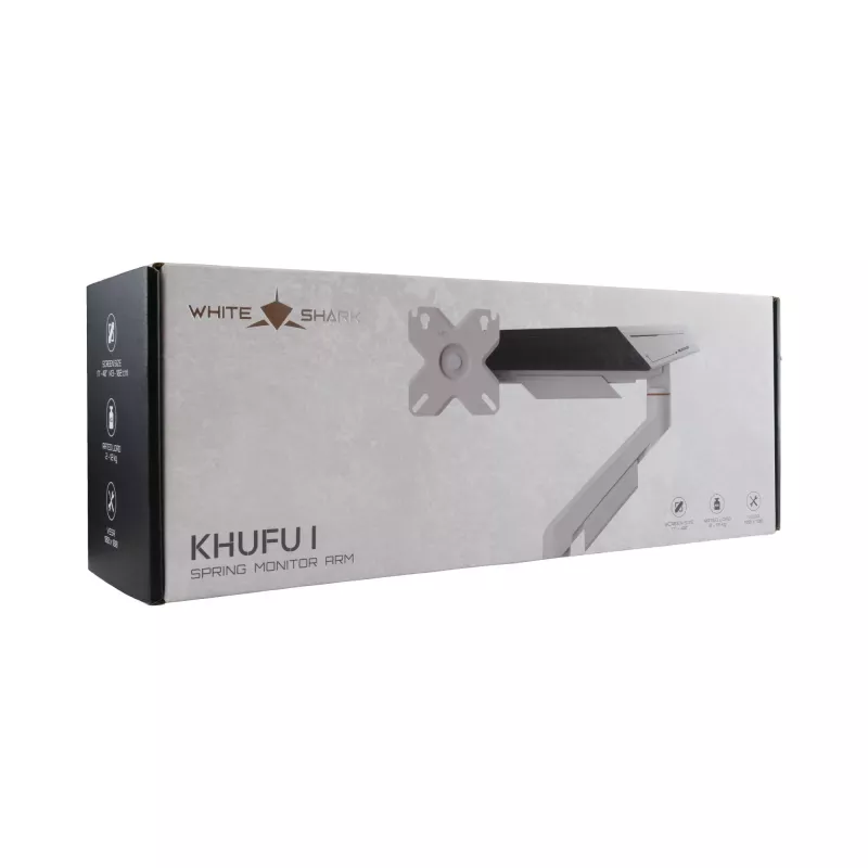 White Shark KHUFU-I GMS-3210 Jednostanowiskowy uchwyt biurkowy do monitorów 17 inch-32 inch, czarny