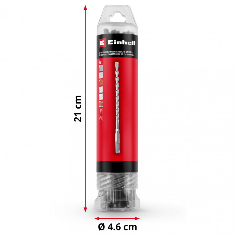 Zestaw wierteł udarowych SDS-plus EINHELL-KWB, Ø 6-14 mm (7-częściowy, 210 mm)