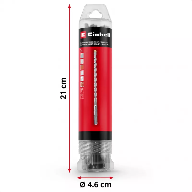 Zestaw wierteł udarowych SDS-plus EINHELL-KWB, Ø 6-14 mm (7-częściowy, 210 mm)