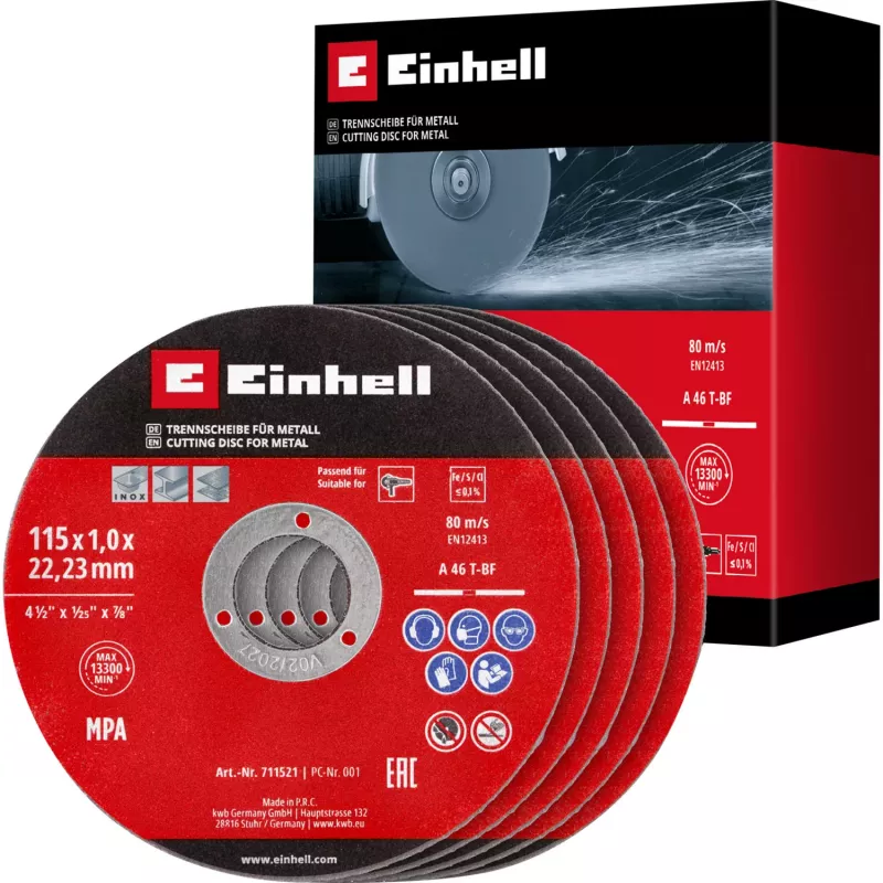 EINHELL-KWB Cienka tarcza tnąca, Ø 115 x 1,0 mm, 5 sztuk (do szlifierki kątowej)