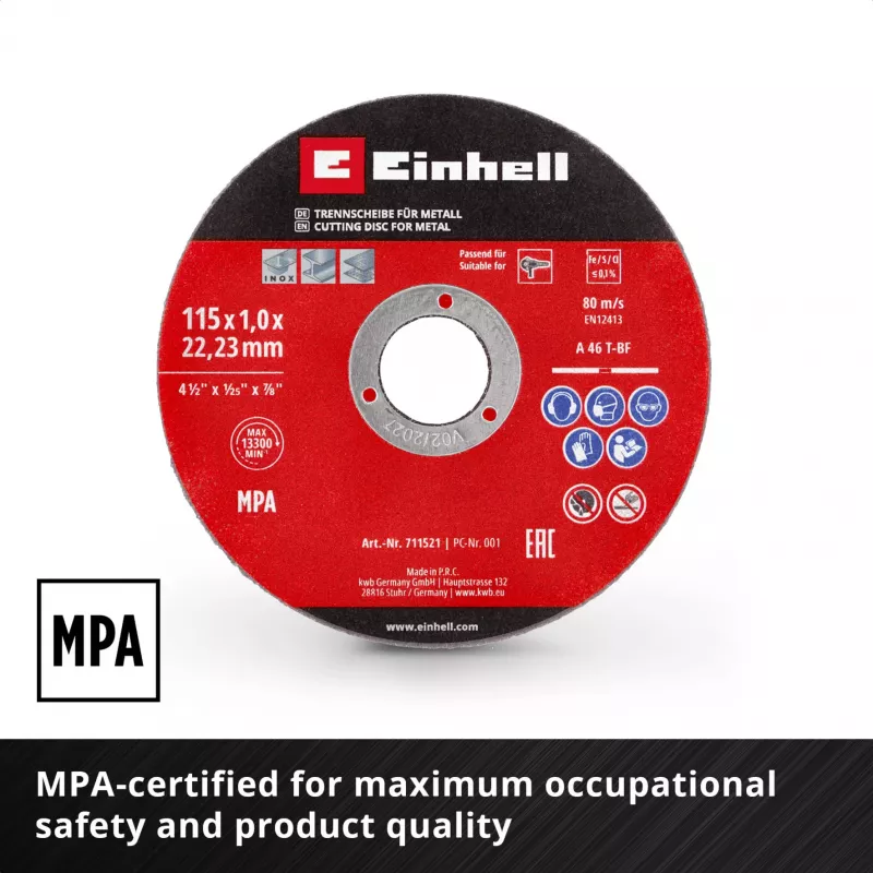 EINHELL-KWB Cienka tarcza tnąca, Ø 115 x 1,0 mm, 5 sztuk (do szlifierki kątowej)