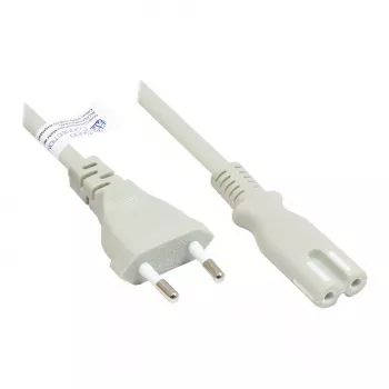 GoodConnections Euro Power Cable Europlug Type C (Straight) to C7/Euro 8 Socket (Straight), Grey, 0,75 mm², 5 m, Good Connections® (P0370-GR050)