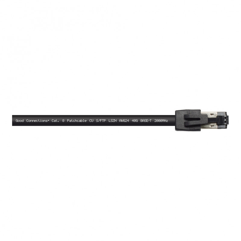 GoodConnections RNS® Cat.8.1 S/FTP Patch Cable, 0.5m, Czarny, LSZH, 40 Gbit/s, 2000 MHz