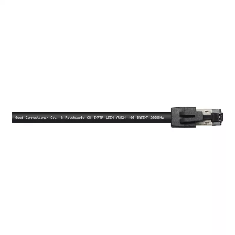 GoodConnections RNS® Cat.8.1 S/FTP Patch Cable, 0.5m, Czarny, LSZH, 40 Gbit/s, 2000 MHz
