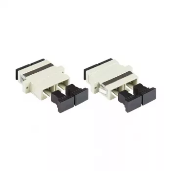 GoodConnections SC/UPC Duplex Fiber Optic Adapter, OM2 Multimode, Ceramic Sleeve, Plastic Housing, Flanged, Grey (LW-K207)