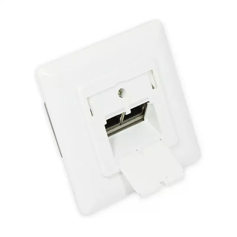 GoodConnections Cat.6A Network Wall Outlet 2xRJ45 Shielded Flush-Mount Vertical Cable Entry Signal White RAL9003