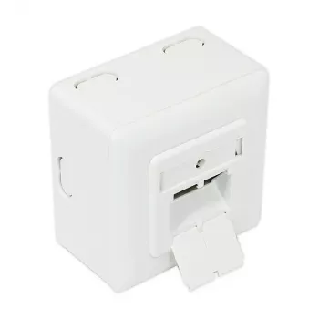 GoodConnections Gniazdo sieciowe Cat.6, 2xRJ45, ekranowane, montaż natynkowy, pionowe wprowadzenie kabla, biel sygnałowa RAL9003 (GC-N0026)
