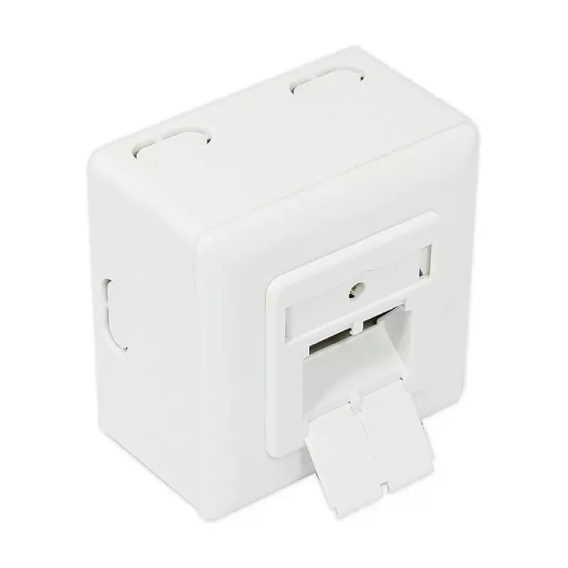 GoodConnections Gniazdo sieciowe Cat.6, 2xRJ45, ekranowane, montaż natynkowy, pionowe wprowadzenie kabla, biel sygnałowa RAL9003 (GC-N0026)
