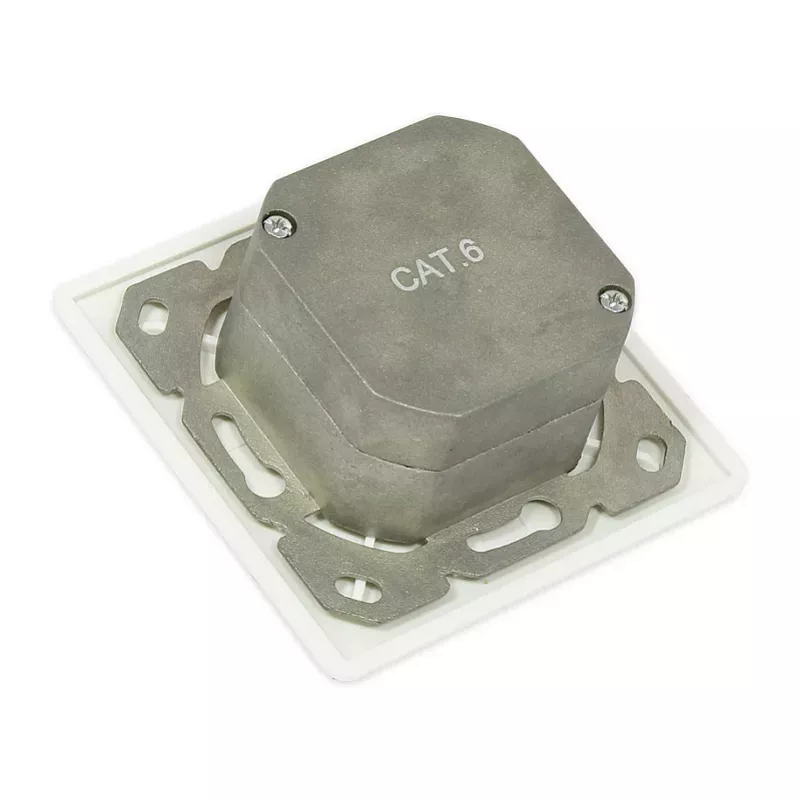 GoodConnections Gniazdo sieciowe Cat.6, 2xRJ45, ekranowane, montaż natynkowy, perłowa biel RAL1013, GC-N0027