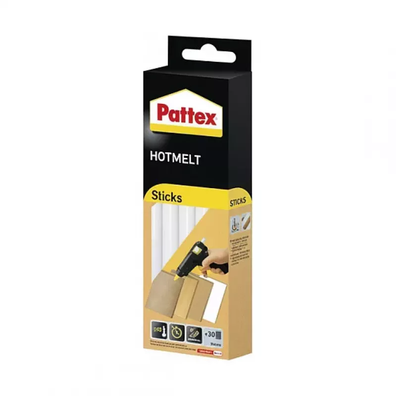 Pattex Hot Glue Sticks Hot Supermatic, 9H PTK6, 6 x 200 mm, 11 mm Diameter, Transparent