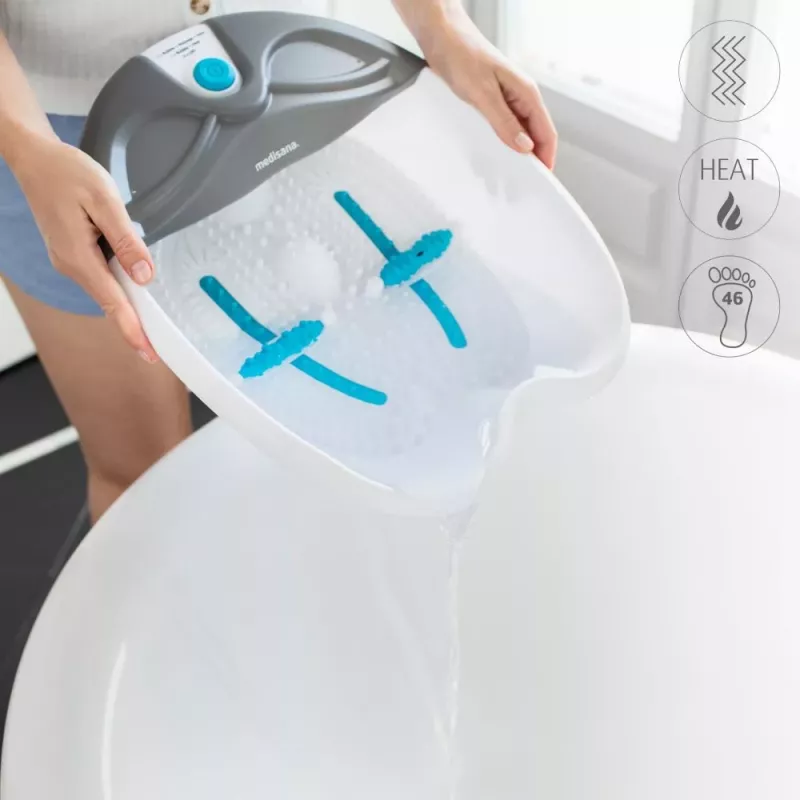 MEDISANA FS 350 Kąpiel stóp z masażem bąbelkowym i wibracyjnym, podgrzewaniem, rolkami, akcesoriami do pedicure