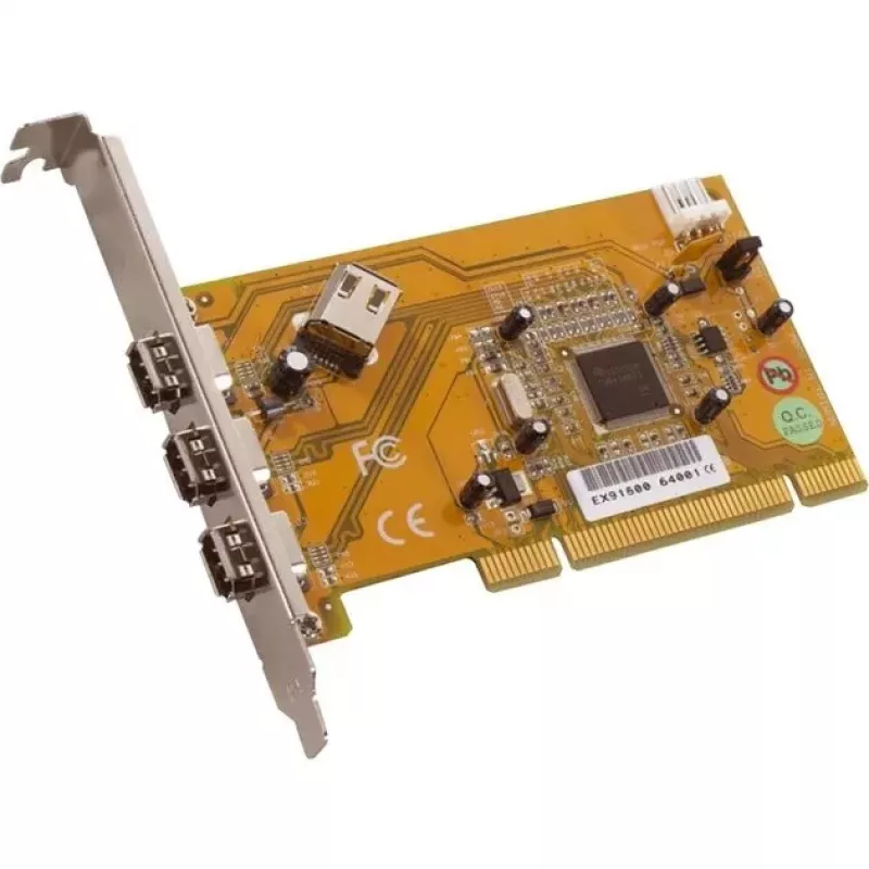 Karta adaptera Dawicontrol DC-1394 PCI Express FireWire 400 z 2 portami zewnętrznymi i 1 wewnętrznym, VIA VT6306, niskoprofilowy wspornik