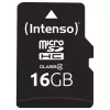 Karta pamięci Intenso 16GB MicroSDHC Class 4 z adapterem SD, prędkość odczytu do 21 MB/s, czarna