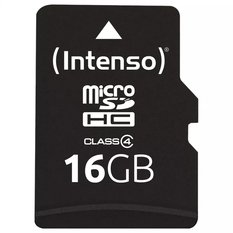 Karta pamięci Intenso 16GB MicroSDHC Class 4 z adapterem SD, prędkość odczytu do 21 MB/s, czarna