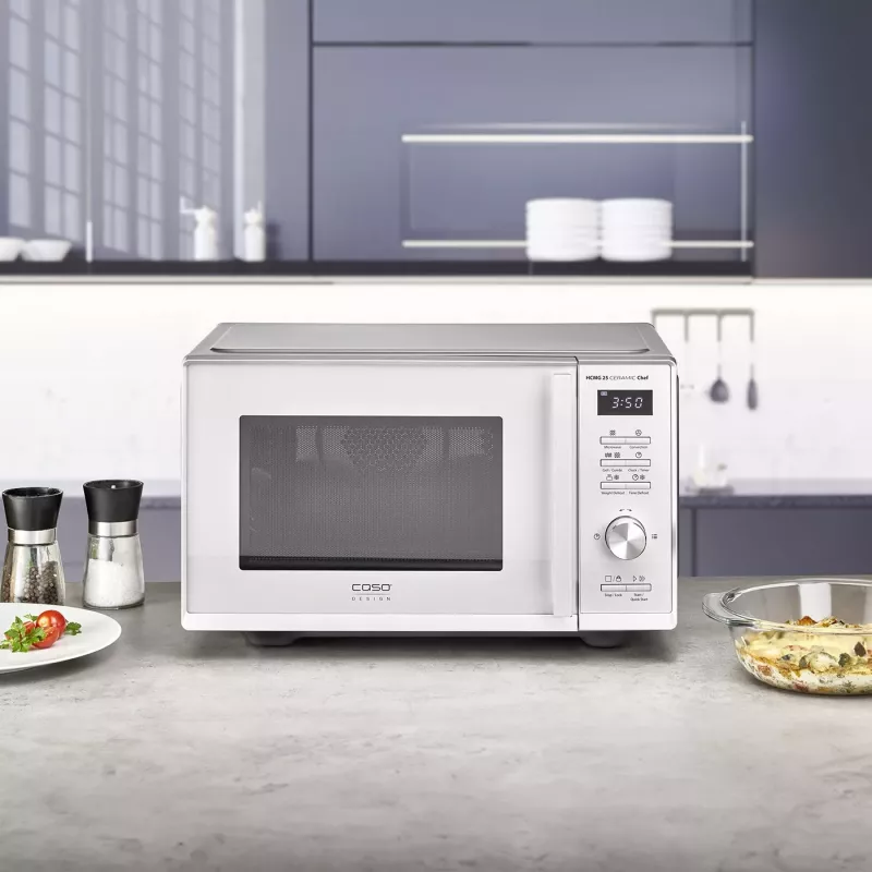 CASO Chef HCMG 25 Kuchenka mikrofalowa - 900W, z konwekcją i grillem, 25L, stal nierdzewna