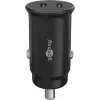 GOOBAY Dual-USB-C PD Auto Fast Charger (Power Delivery), Black - 30W (12/24V) Suitable for Devices with USB-C