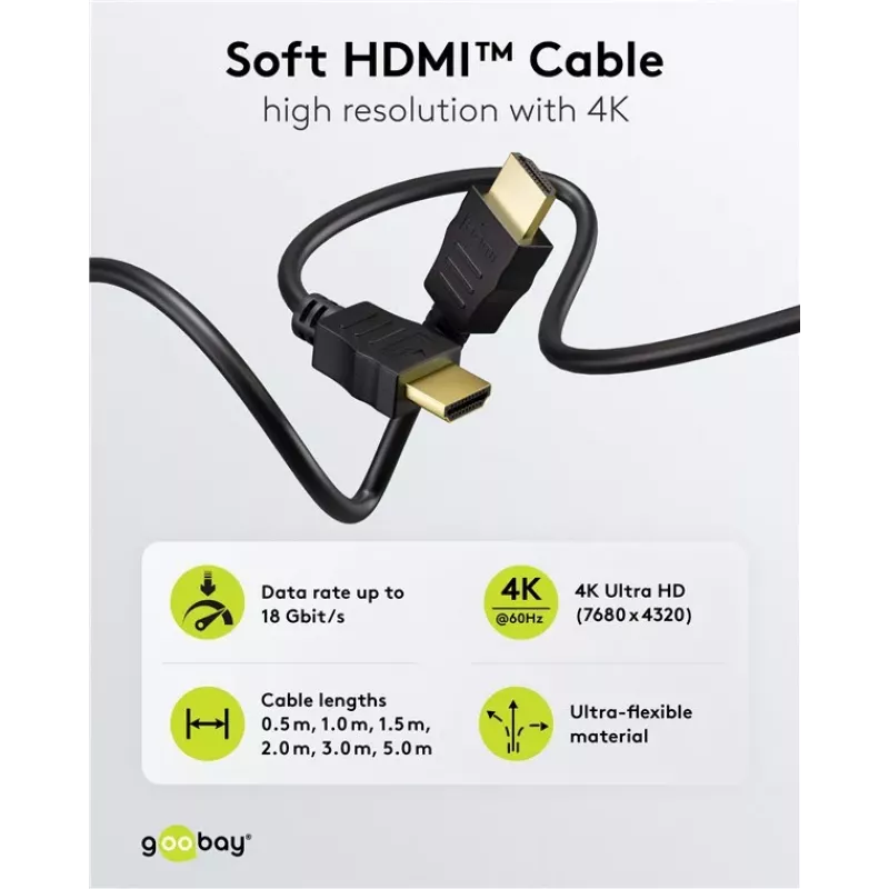Goobay HDMI High-Speed Cable with Ethernet | Soft | 0,5 m