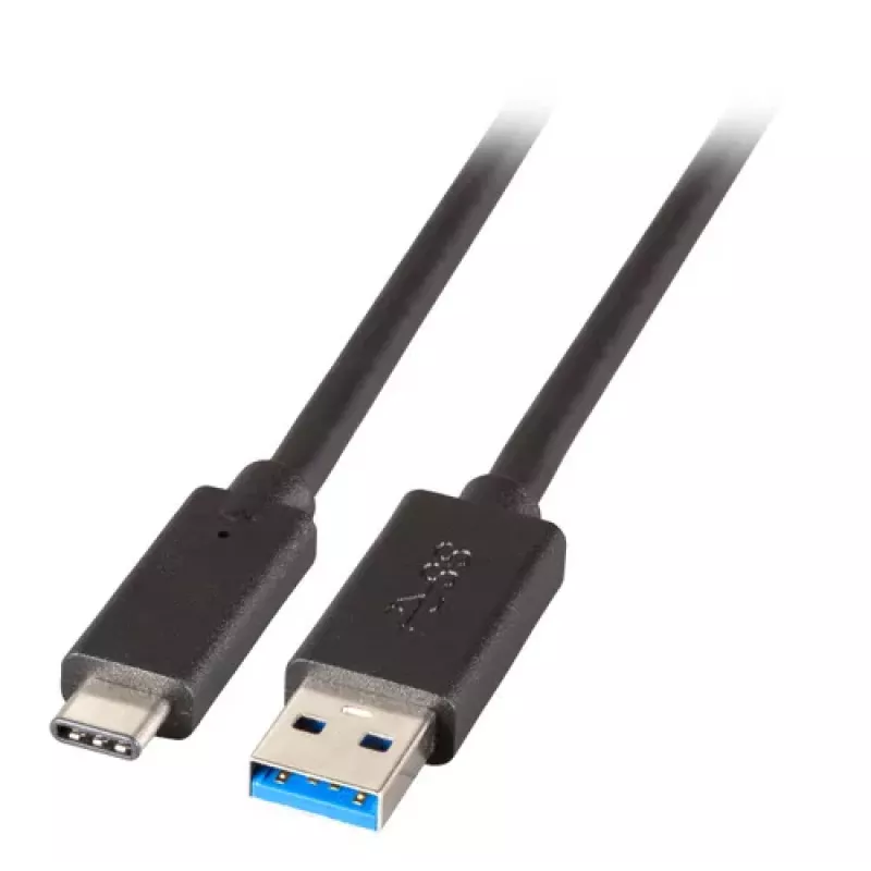 EFB Elektronik USB 3.2 Gen 1 SuperSpeed Kabel, Type-A Męski do Type-C Męski, 3A, 5 Gbit/s, 0,5 m, Czarny