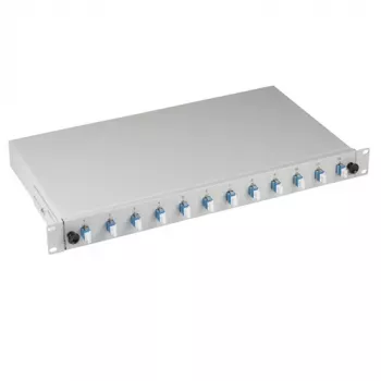 EFB Elektronik B71921L12 LC Splice Box OS2 Single Mode 12 Pigtails / 6 Couplings, Blue/Grey, Metal, 483 mm
