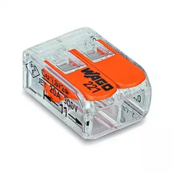 WAGO 221-412 2-przewodowa kompaktowa złączka do łączenia przewodów, 0,2-4 mm², 100 sztuk