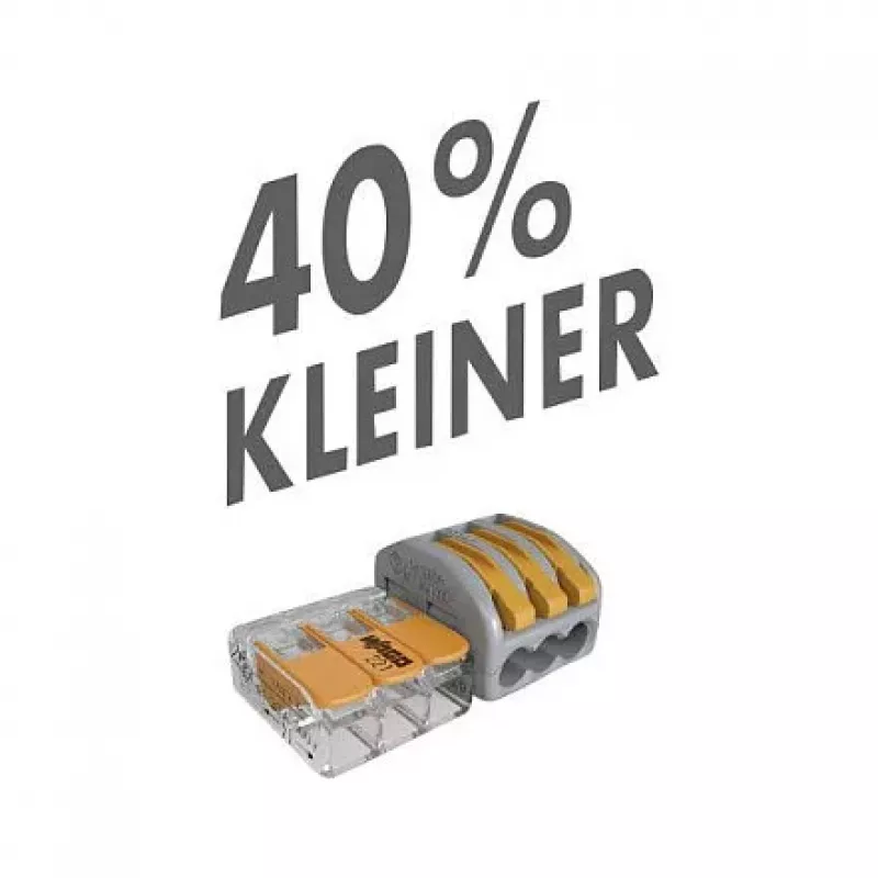 WAGO 221-412 2-przewodowa kompaktowa złączka do łączenia przewodów, 0,2-4 mm², 100 sztuk