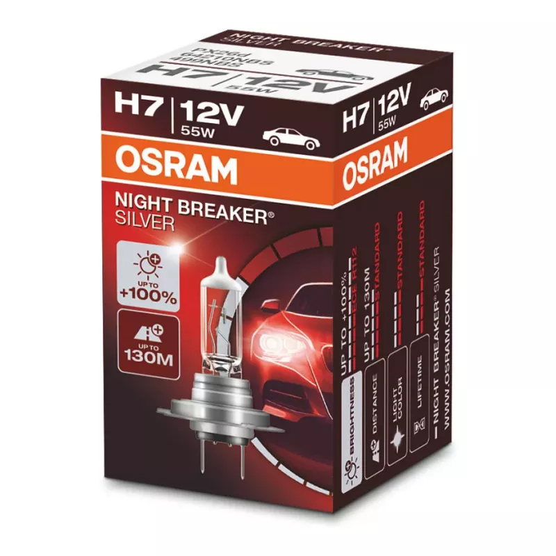 OSRAM NIGHT BREAKER SILVER H7 64210NBS Halogenowa żarówka reflektorowa 12V 55W 1500lm