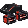 BOSCH EXPERT Starter Set 18V, 2x EXBA 18V-150 + Ładowarka EXAL18V-160 (Czarny, 2x akumulator Li-Ion 15Ah, AMPShare Alliance)