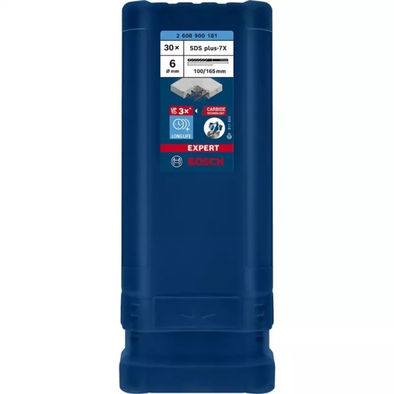 BOSCH EXPERT SDS plus-7X Wiertło udarowe 6mm 100mm długość robocza Zestaw 30 sztuk