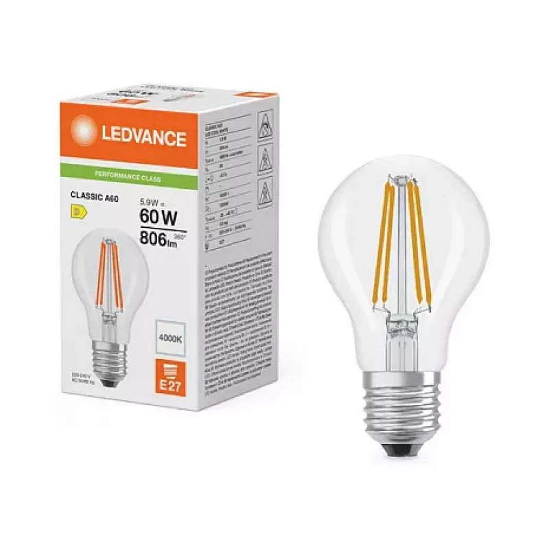 Żarówka LED OSRAM Classic A 60 Filament P 5.9W 840 Clear E27, kształt klasyczny