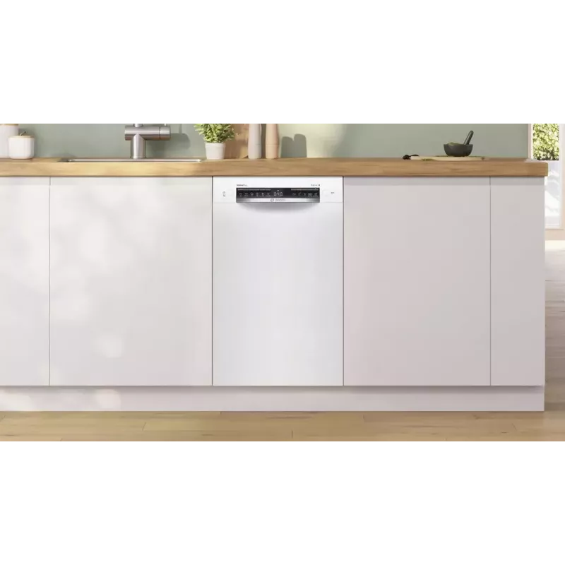 Bosch SPU4HMW01S Wolnostojąca Zmywarka Wąska, Biała, 9 Kompletów, Klasa Energetyczna C, 45 dB, EcoSilence Drive, Home Connect