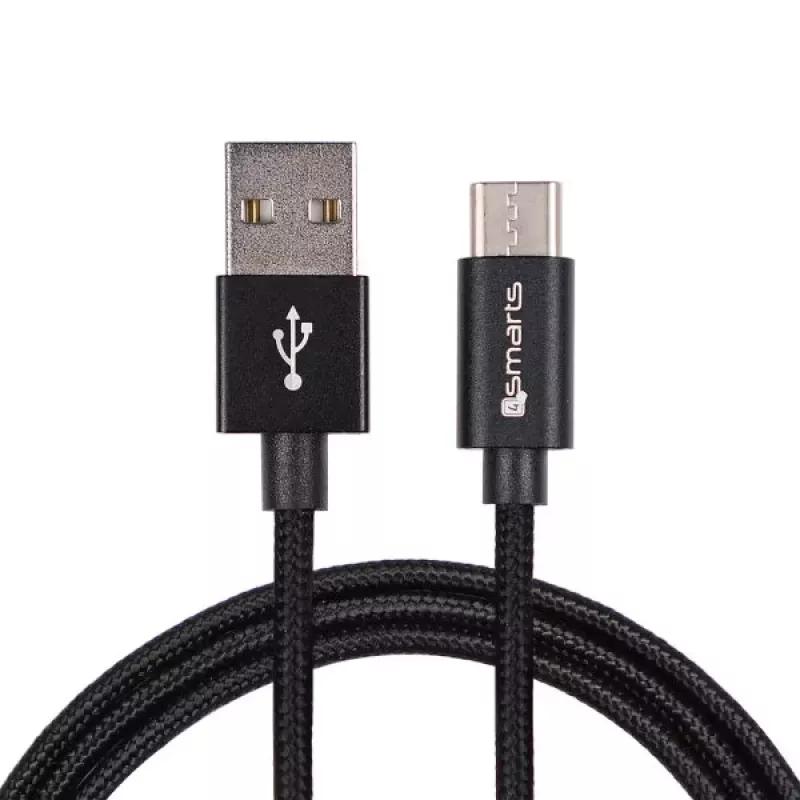 Kabel 4SMARTS USB-A do USB-C RapidCord 2A, 2m, czarny