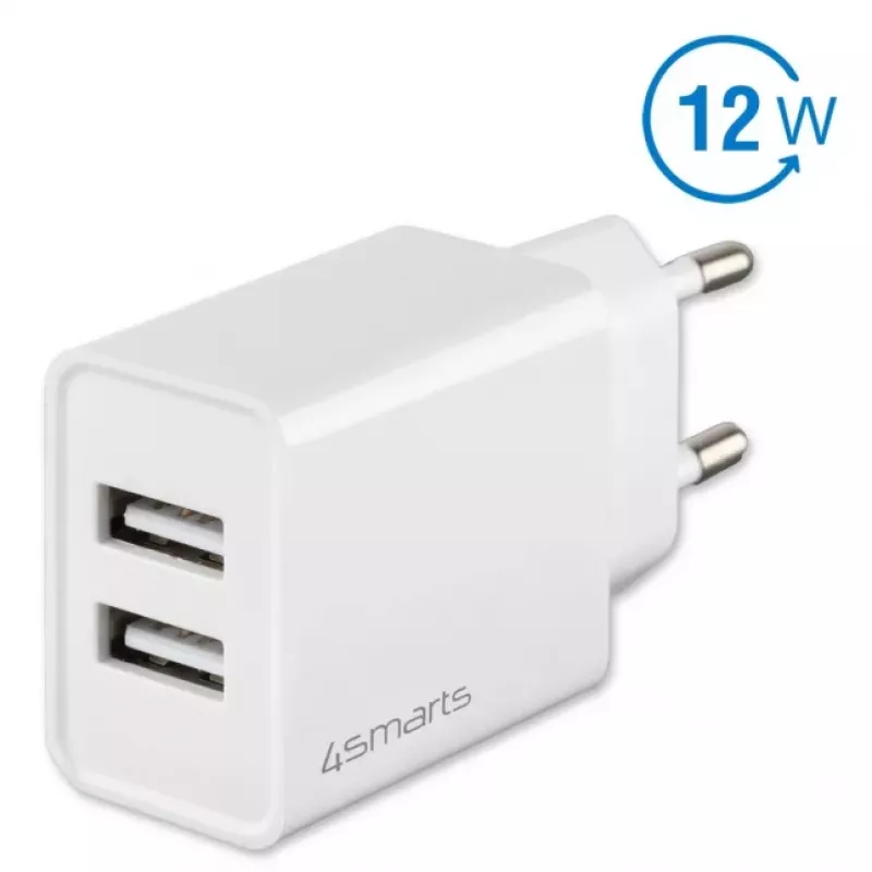 4SMARTS VoltPlug Dual 12W Wall Charger (without Cable), White