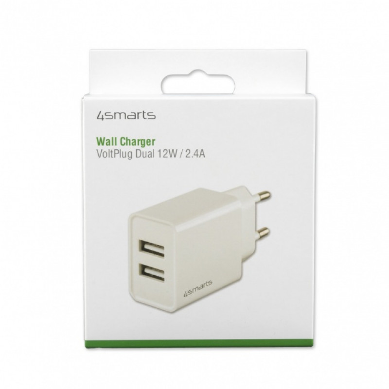 4SMARTS VoltPlug Dual 12W Wall Charger (without Cable), White