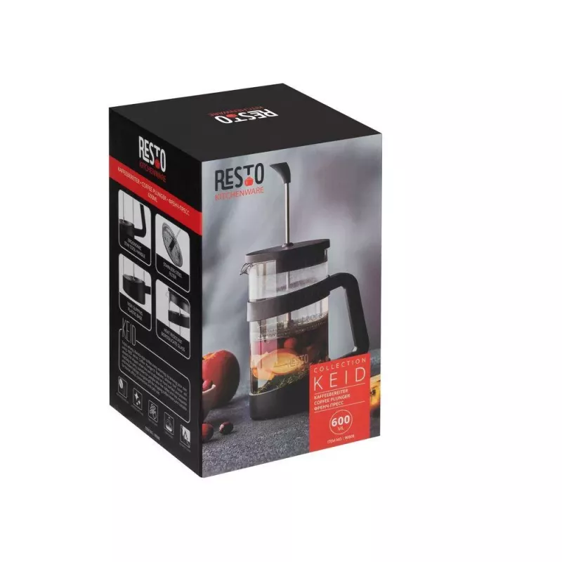 RESTO French Press 600ml ze stali nierdzewnej i szkła borokrzemianowego
