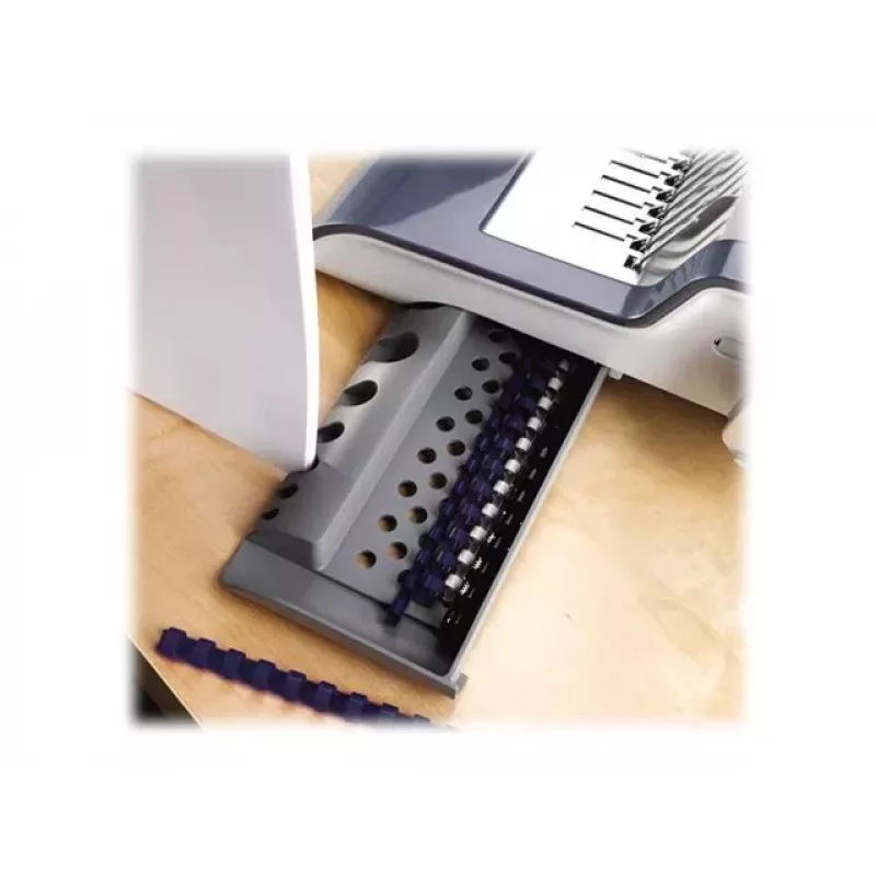 Fellowes Quasar-E 500 Elektryczna maszyna do bindingu grzebieniowego, 20 arkuszy na przebicie, pojemność 500 arkuszy, A4, 21 prostokątnych otworów, regulowany margines, obudowa metalowo-plastikowa, duży pojemnik na odpady