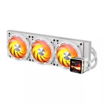 DARKFLASH DE360 White 360mm All-in-One Liquid CPU Cooler z białym podświetleniem pompy LED, 3x120mm wentylatory PWM