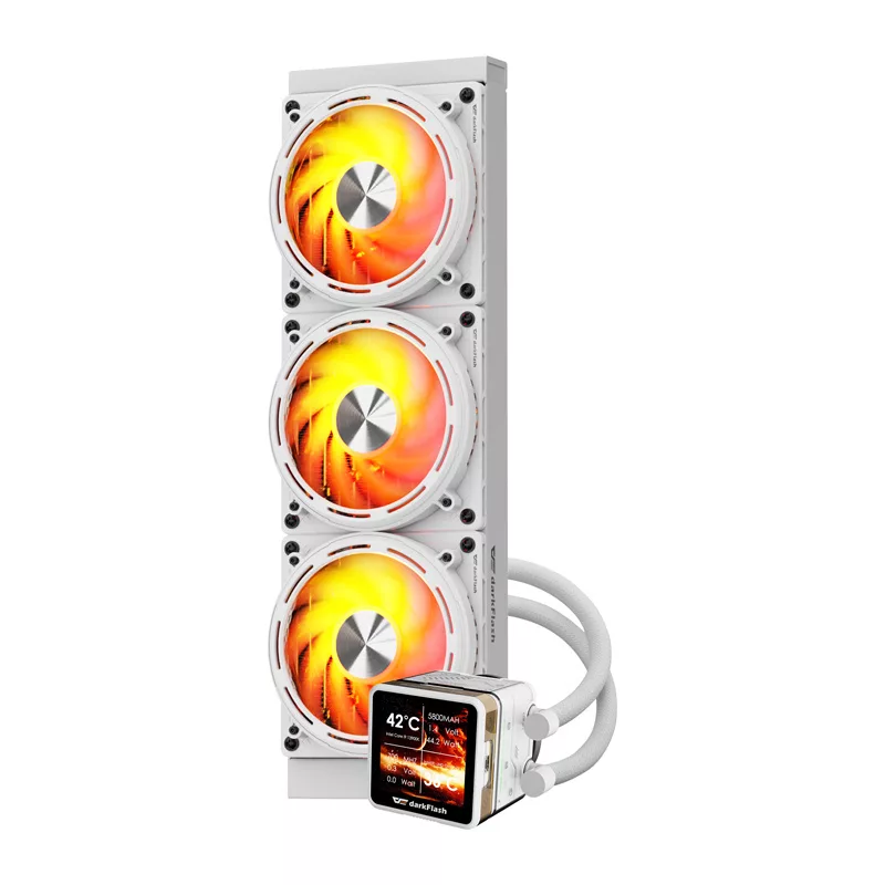 DARKFLASH DE360 White 360mm All-in-One Liquid CPU Cooler z białym podświetleniem pompy LED, 3x120mm wentylatory PWM