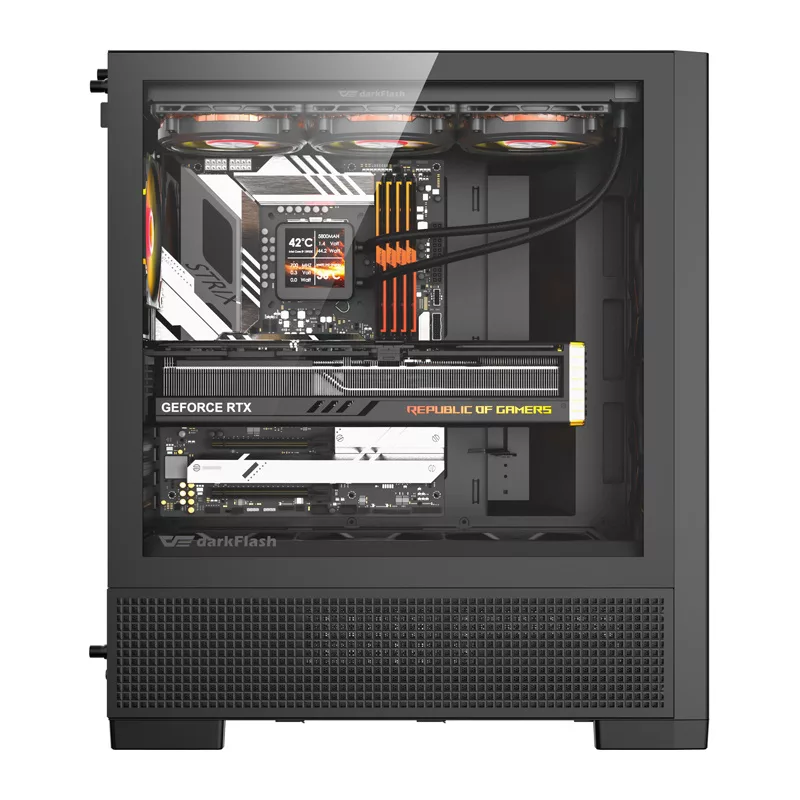 DarkFlash AIRNOVA Mid-Tower Computer Case Black + 3 x 120mm ARGB Fans
