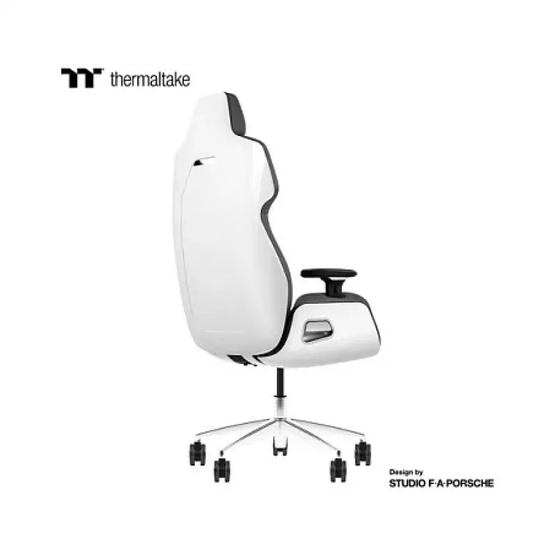 Fotel gamingowy Thermaltake ARGENT E700 Glacier White z wykończeniem Slate Gray Crayon, skóra naturalna