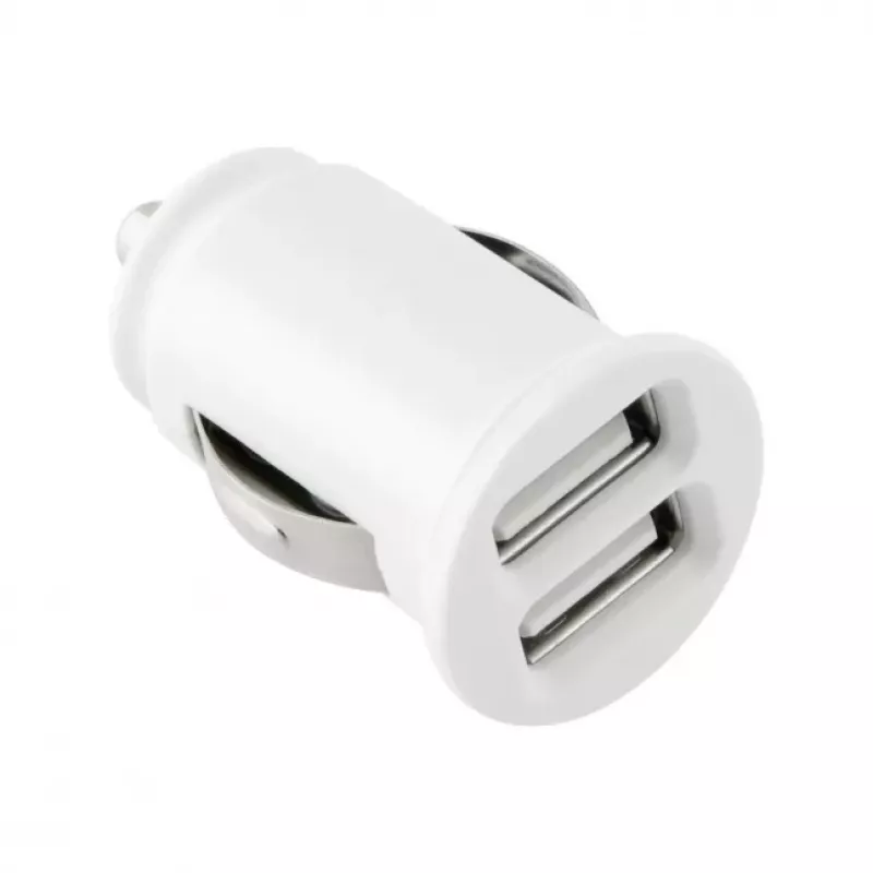 TOTI Dual USB Car Charger z kablem Micro USB 1m 2.1A, Biały