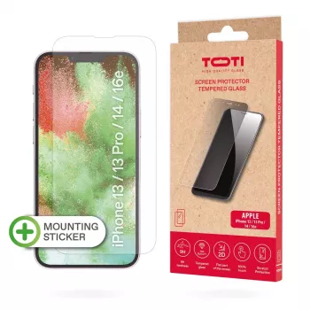 TOTI Tempered Glass 2D Screen Protector Full Cover do iPhone 13/13 Pro/14/16e, Transparentny