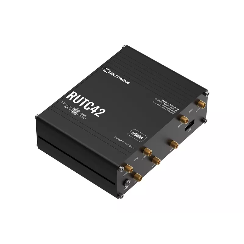 Teltonika RUTC42 5G NR Router bezprzewodowy z 4-portowym przełącznikiem Gigabit, dwuzakresowym Wi-Fi 5, podwójnym SIM, GNSS, obudową aluminiową