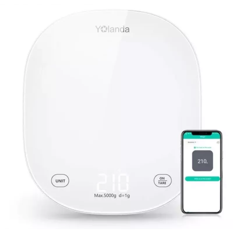 Yolanda CK10A Smart Kitchen Scale z Bluetooth, 3000g pojemność, 0.1g dokładność, ładowanie USB-C