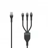 SEEK TOTI USB A do Micro USB / USB-C / Lightning 1.5m Pleciony Kabel 2A (Non-MFI) Czarny