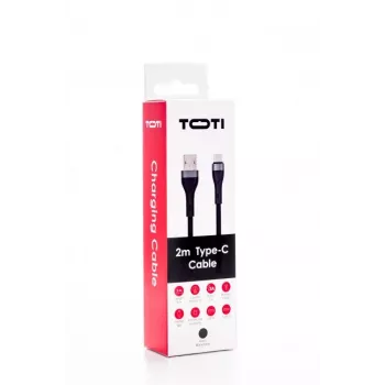 SEEK TOTI USB-A do USB-C Pleciony Kabel 2m 3A Czarny