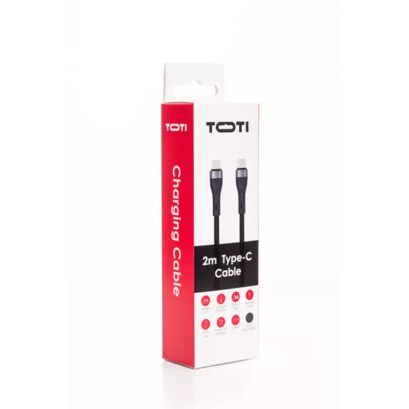 SEEK TOTI USB-C do USB-C 2m Pleciony Kabel 3A Czarny