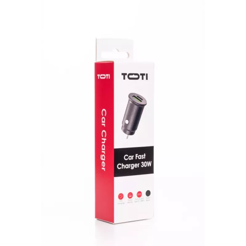 Ładowarka samochodowa SEEK TOTI 30W Type-C + USB A, czarna