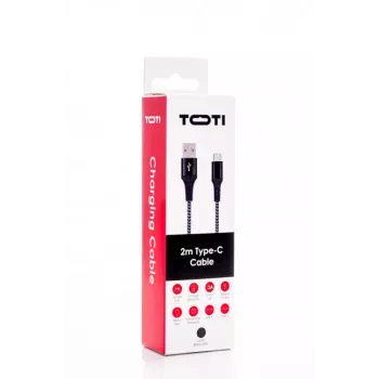 SEEK TOTI USB-A do USB-C 2m Pleciony Kabel 2A, Czarny/Space Grey